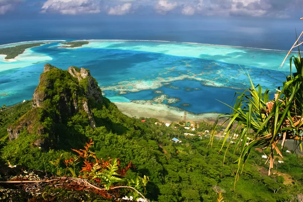 Vista panorâmica do recife de coral, Maupiti, Polinésia Francesa Fotos De Bancos De Imagens