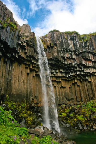 Vista da cachoeira Svartifoss, Islândia — Fotografia de Stock