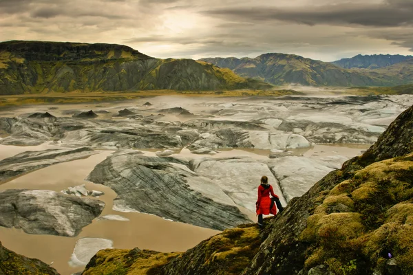 Csodálatos táj táj-val úszó jéghegy, Vatnajokull, Izland Stock Kép