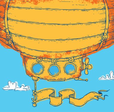 Background with cartoon airship clipart