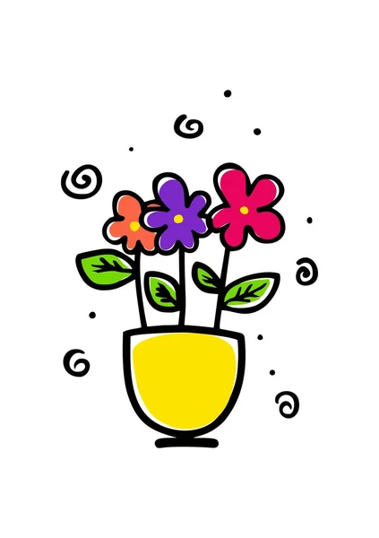 Pot met bloemen — Stockvector