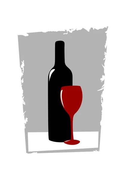 Flasche Wein und Glas — Stockvektor