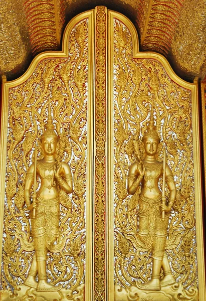 Templo de oro ventana arte tailandés —  Fotos de Stock