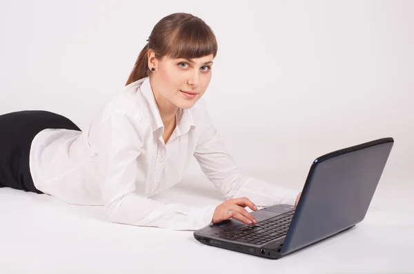 Stock image Beautiful smiling woman with notebook