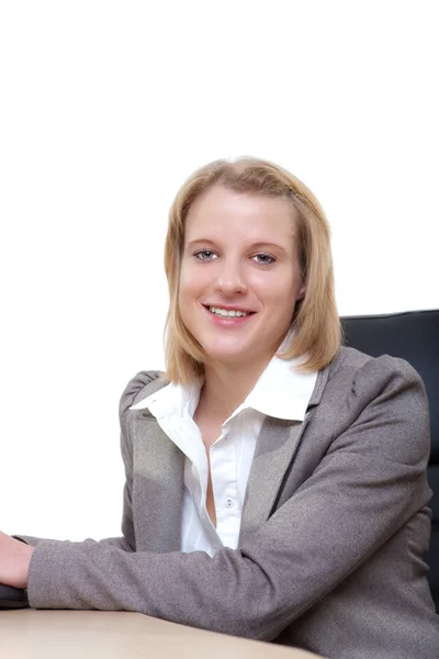 Portrait of pretty young business woman smiling — Stock Photo, Image