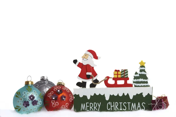 Egy fa jel azzal a kívánsággal, boldog karácsonyt — Stock Fotó