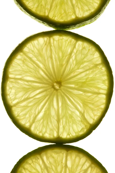 Macro shot of a slice of lime in transmitted light — Stock Photo, Image
