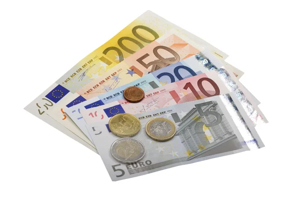 stock image Euro bank notes and coins