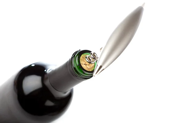 Modern metal corkscrew on white background — Stock Photo, Image