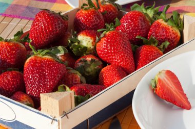 Strawberries in a box clipart
