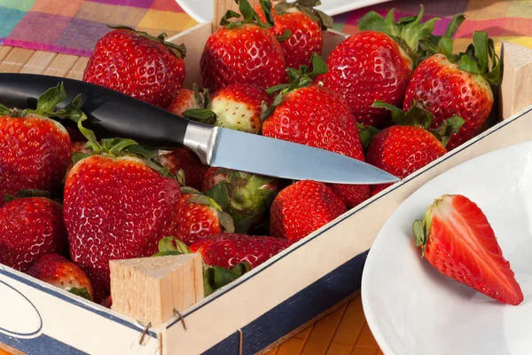 Strawberries in a box — Stock Photo, Image