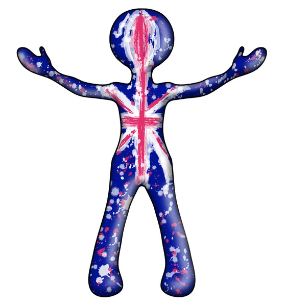 영국의 국기 상징 인간의 윤곽선에 입력 스톡 이미지