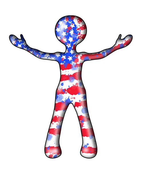 인간의 회로의 상징으로 미국의 국기 — 스톡 사진