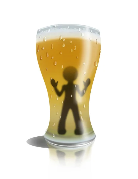 Άνθρωπος σε ένα ποτήρι μπύρα Φωτογραφία Αρχείου