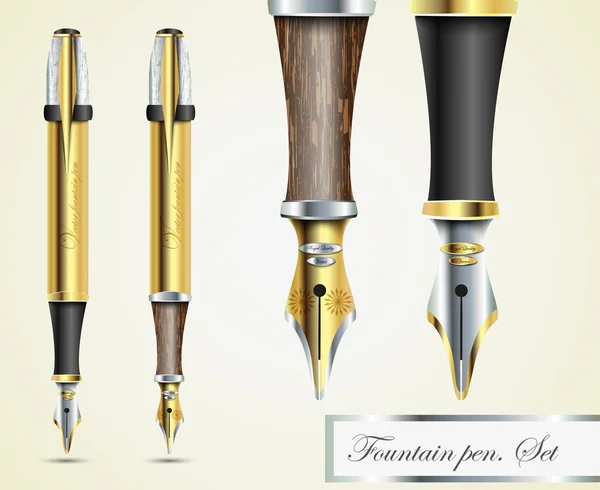 Ícones de caneta-tinteiro vetorial realista — Vetor de Stock