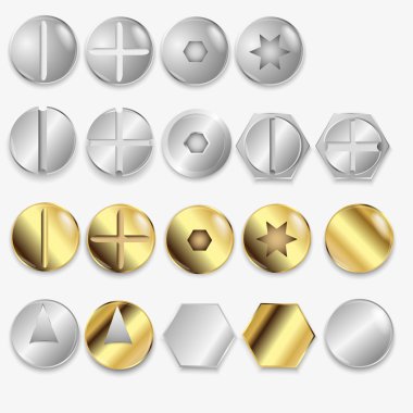 Bolts And Screws, Isolated On White Background, Vector Illustration clipart