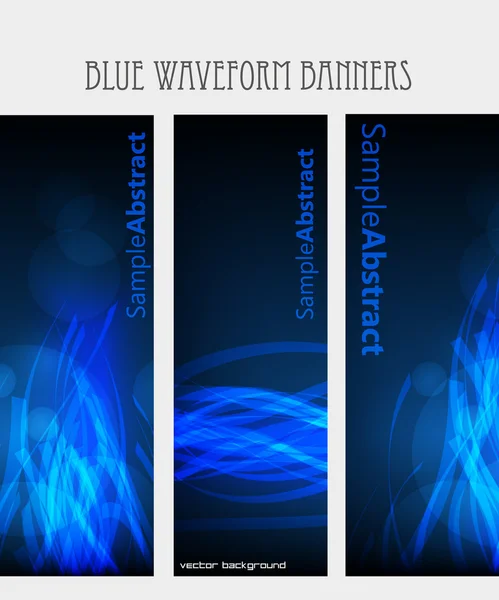 Blue waveform vector background banners — Stock Vector
