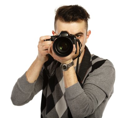 Man with a camera clipart