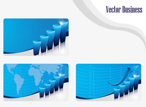 Conjunto de tarjetas de visita con diagrama — Archivo Imágenes Vectoriales