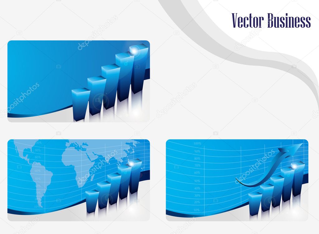Set of business cards with diagram