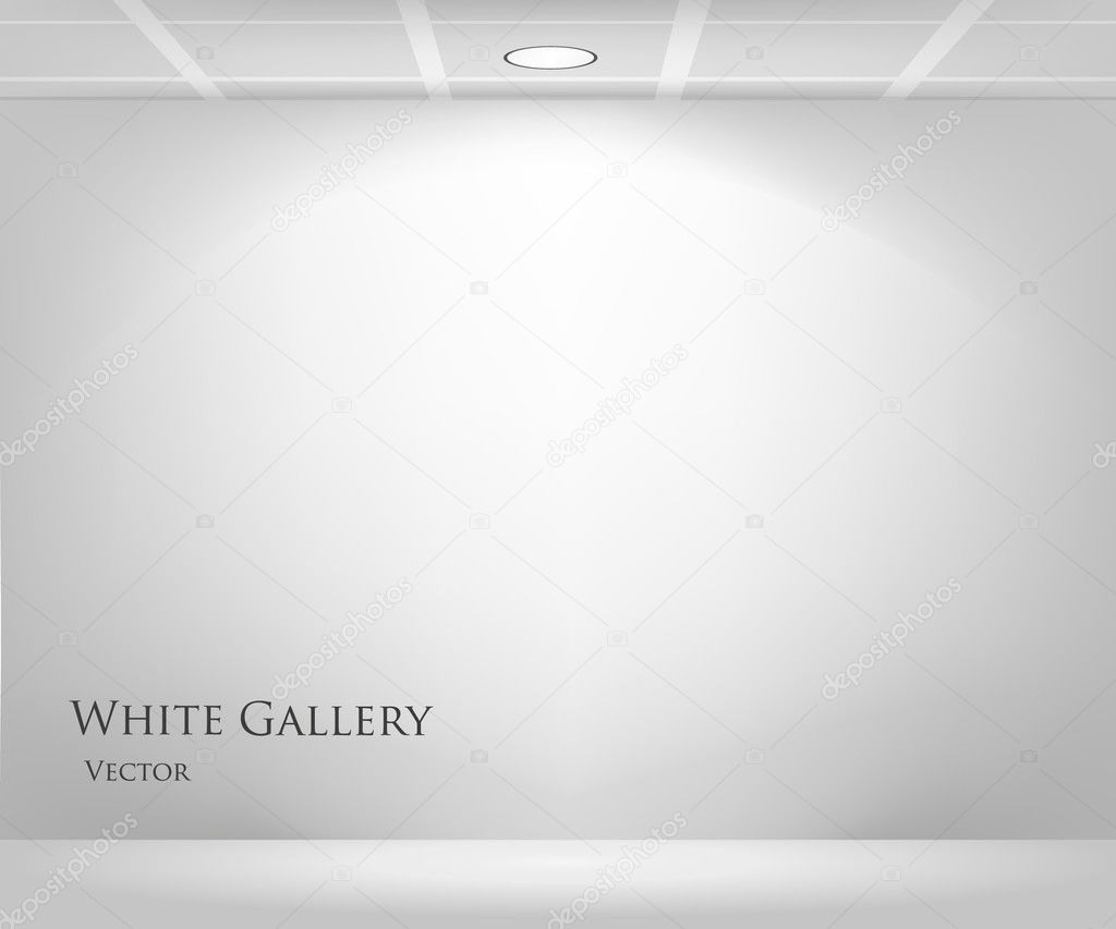Gallery Interior with empty frames on wall
