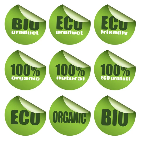 Groene bio stickers — Stockvector