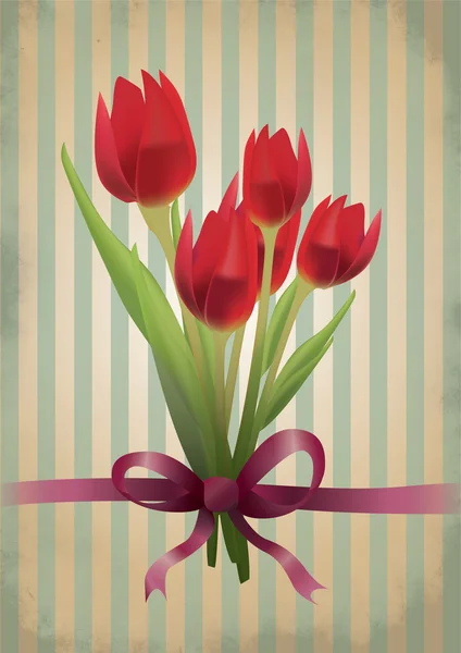 Tulipes rouges vintage — Image vectorielle