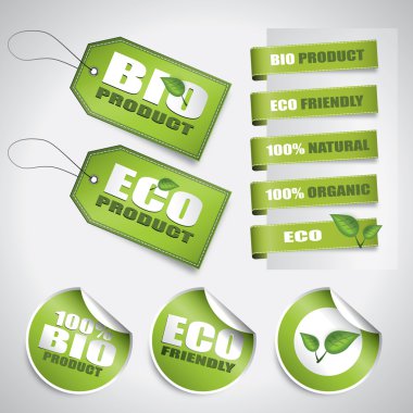 Bio green labels and tags clipart
