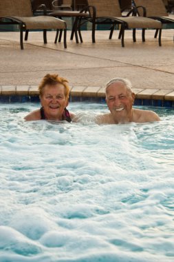 Seniors in the Hot tub clipart