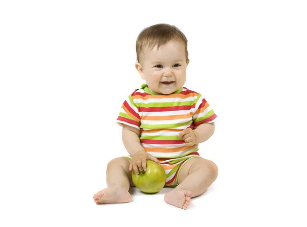 Bebê com a maçã — Fotografia de Stock