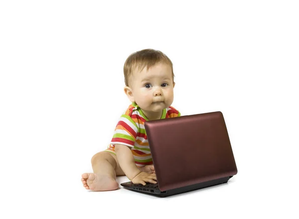 Baby with the laptop Royalty Free Stock Images