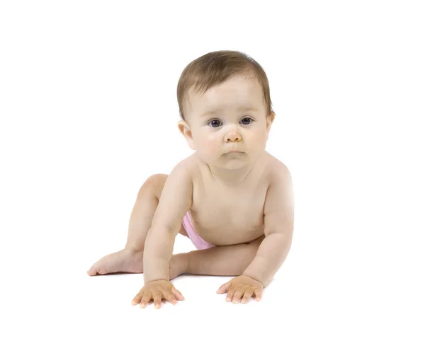 Baby på hvit bakgrunn – stockfoto