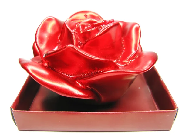 Aroma rojo spa rosa vela en caja — Foto de Stock