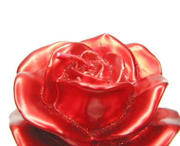 Red spa aroma rose candle closeup — Stock Photo, Image