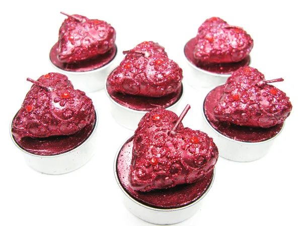 Roze aroma spa kaarsen instellen hart shape — Stockfoto