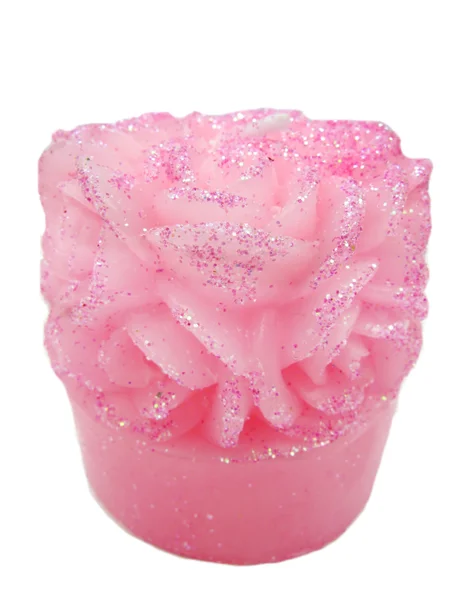 Rózsaszín illatú gyertya Rózsa virág alakú — Stock Fotó