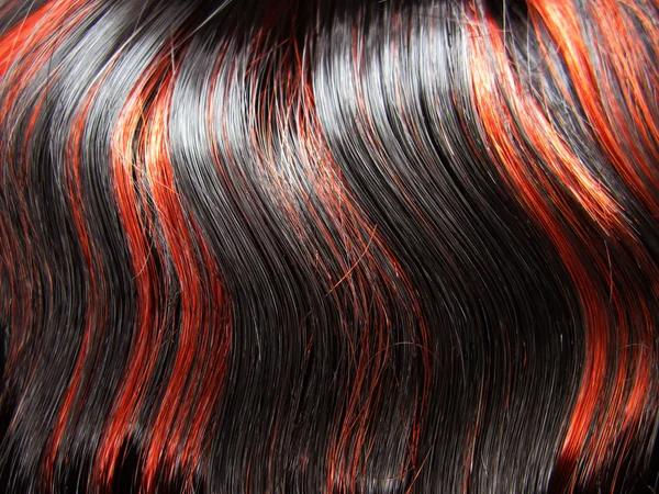Black and red highlight hair texture background — Stock Photo, Image