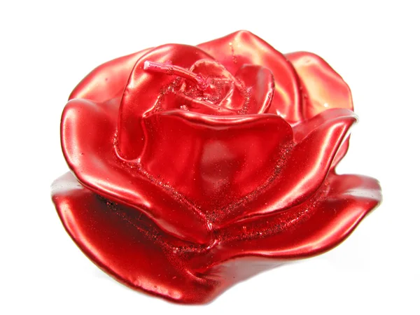 Czerwony kwiat róży spa aromat świecy — Zdjęcie stockowe