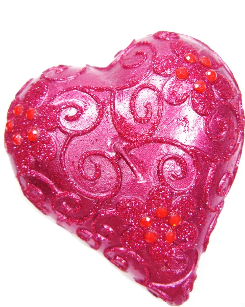 Pink spa aroma candle heart shape — Stock Photo, Image