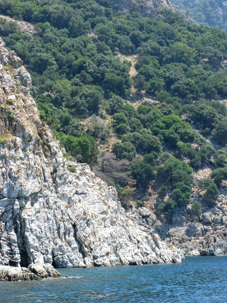 Aegean sea view of green mountans and water