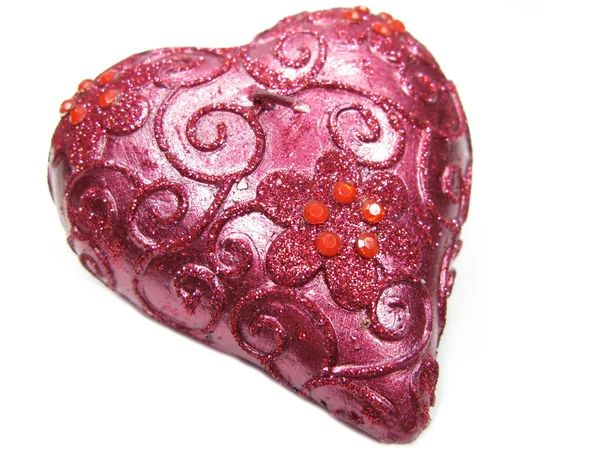 Pink candle heart shape — Stock Photo, Image