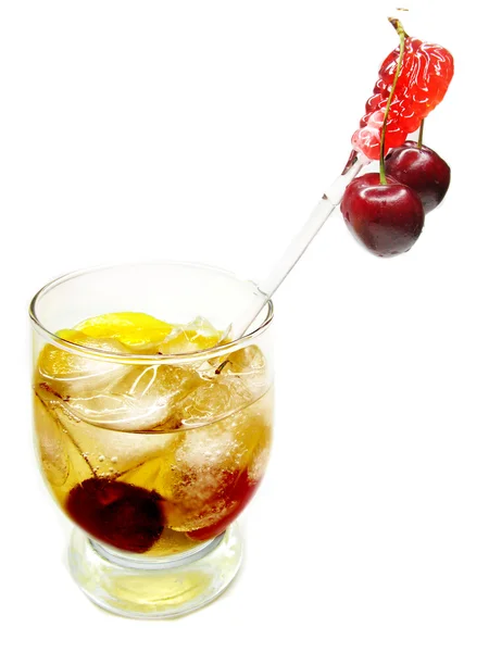 Alcohol brandy cocktail with cherry — Stock Photo, Image