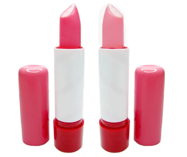 Två rosa läppstift kosmetika — Stockfoto