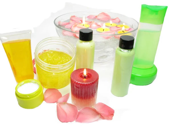 Spa hair mask tonic essences liquid soap — Stock Photo, Image