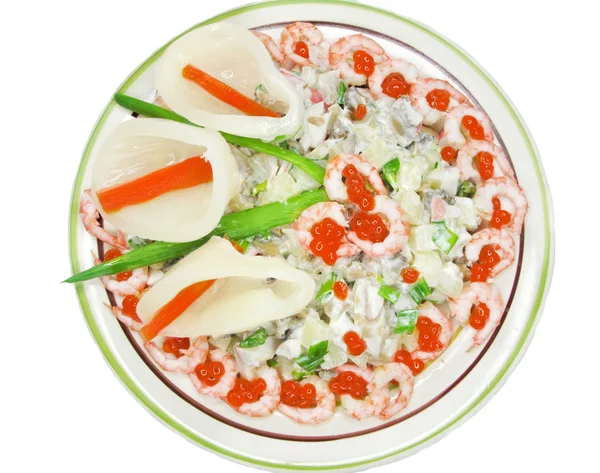 Comida creativa de calamar con ensalada de zanahoria — Foto de Stock