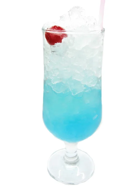 Alcoholic liqueur cocktail with cherry blue curacao — Stock Photo, Image