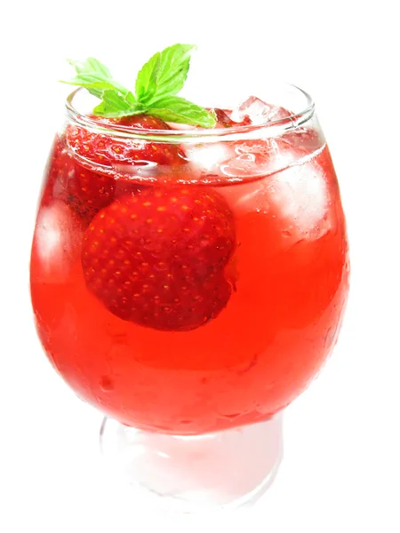 Alcoholic strawberry punch cocktail — Stock Photo, Image