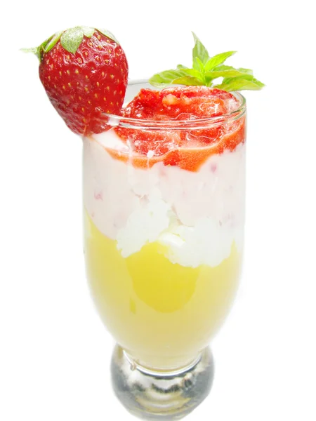 Fruit cocktail smoothie with strawberry — Stock Photo, Image