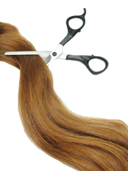 Capelli e forbici in capelli rossicci — Foto Stock