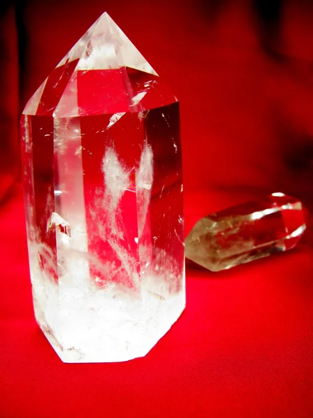 Natural quartz crystals on dark background — Stock Photo, Image